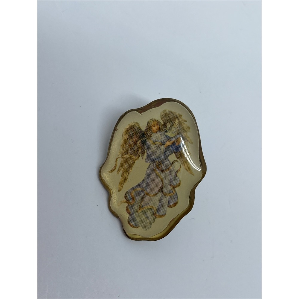 Vintage Angel Pin Angel Wings And White Bird Dove Collectible Brooch Lapel 1.25"